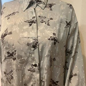 NWT ZARA PRINT SATIN EFFECT SHIRT